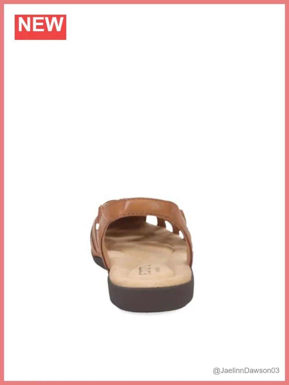 Women's Leather Ankle Strap Slide Sandals with Arch Support Cushioned Footbed